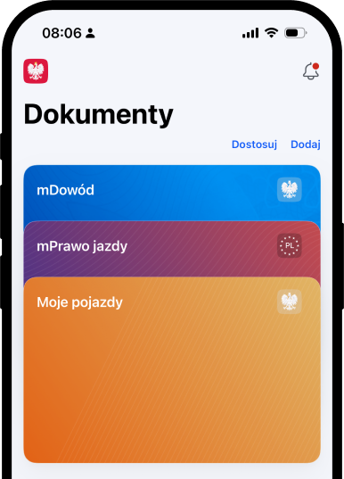 Obraz przedstawiajacy telefon z aplikacją mObywatel